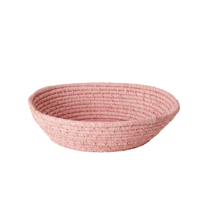 Soft Pink Round Raffia Basket By Rice DK